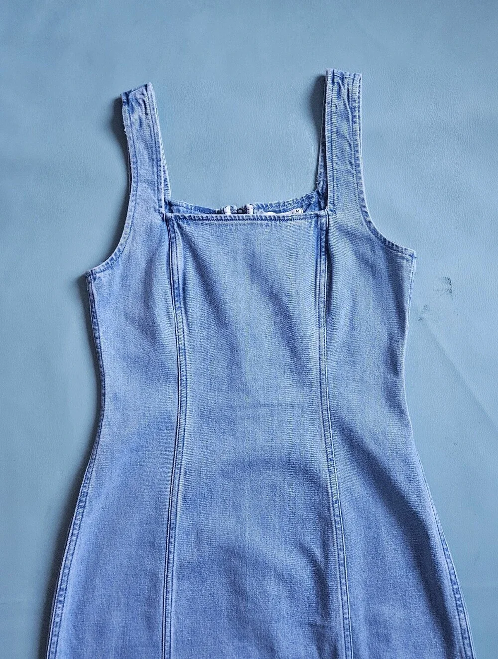 Abercrombie & Fitch Blue Denim Square Neck Sleeveless Column Midi Dress M - Picture 9 of 10